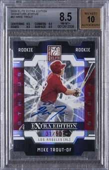 2009 Donruss Elite Extra Edition "Status #57 Mike Trout Signed Rookie Card (#31/50) - BGS NM-MT+ 8.5/BGS 10